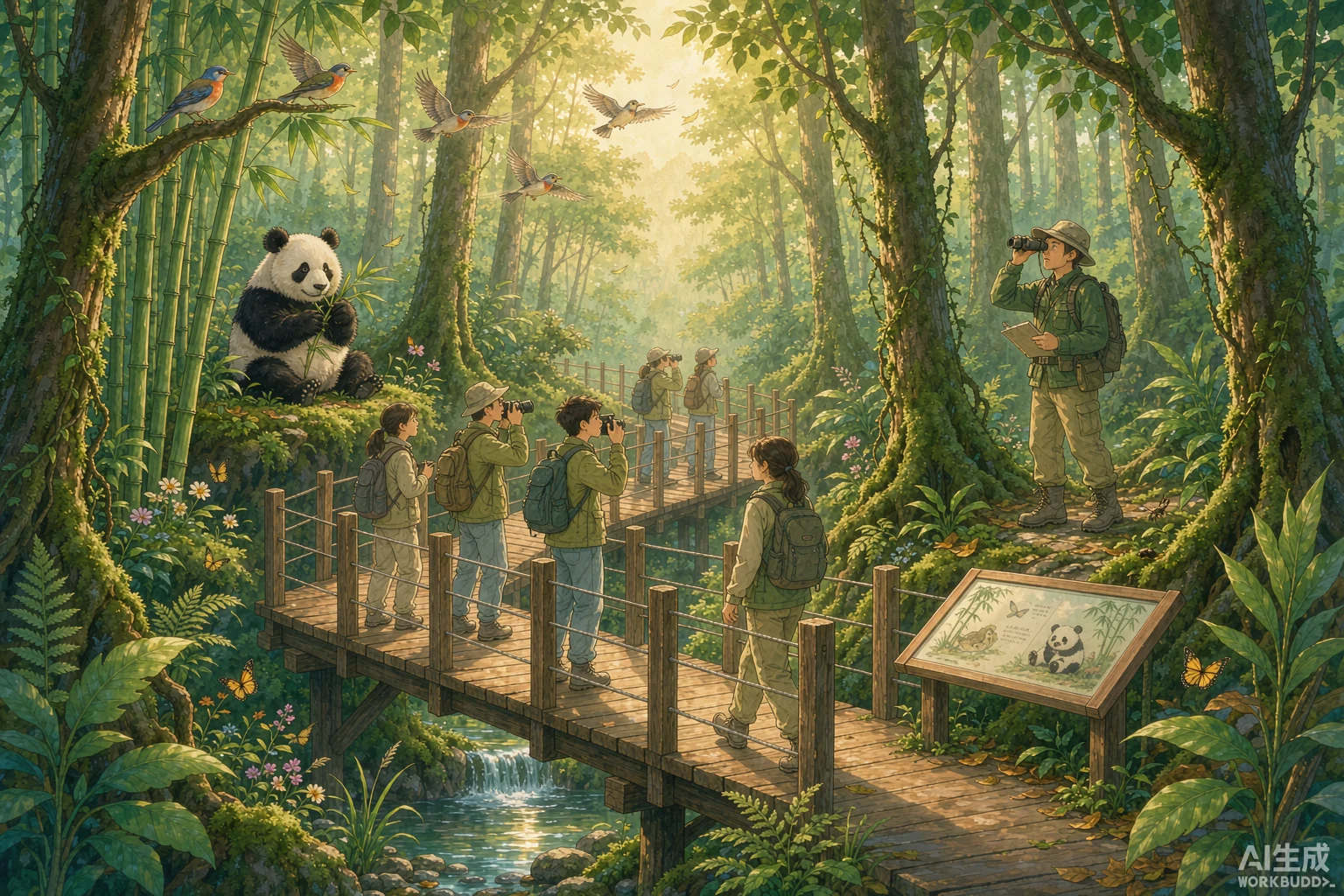 生态旅游与自然教育场景示意